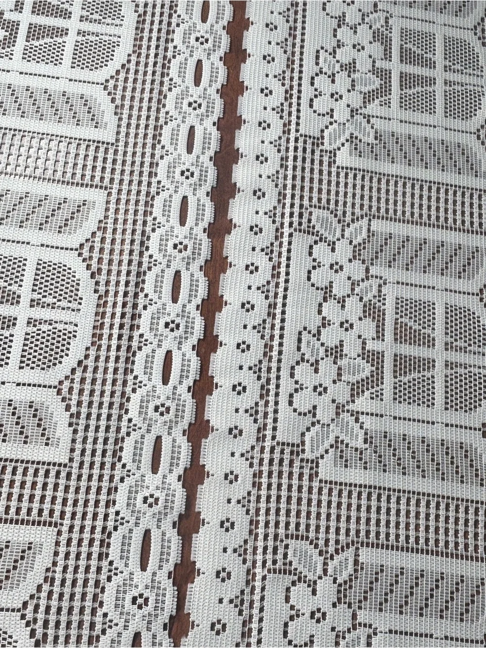 White Floral Lace Window Curtain Panel - Delicate Crochet Design